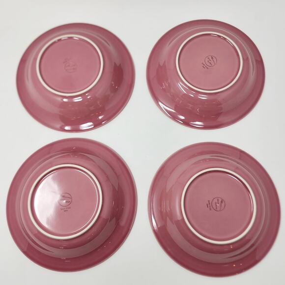 Nancy Calhoun Soup Bowls Set of 4 Solid Dark Rose Pink VTG Stoneware Japan EUC - Picture 7 of 8
